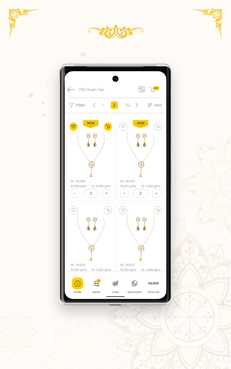 VK Jewells order screen